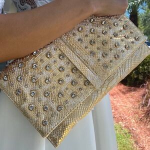 Diamond Leather Snake clutch bag